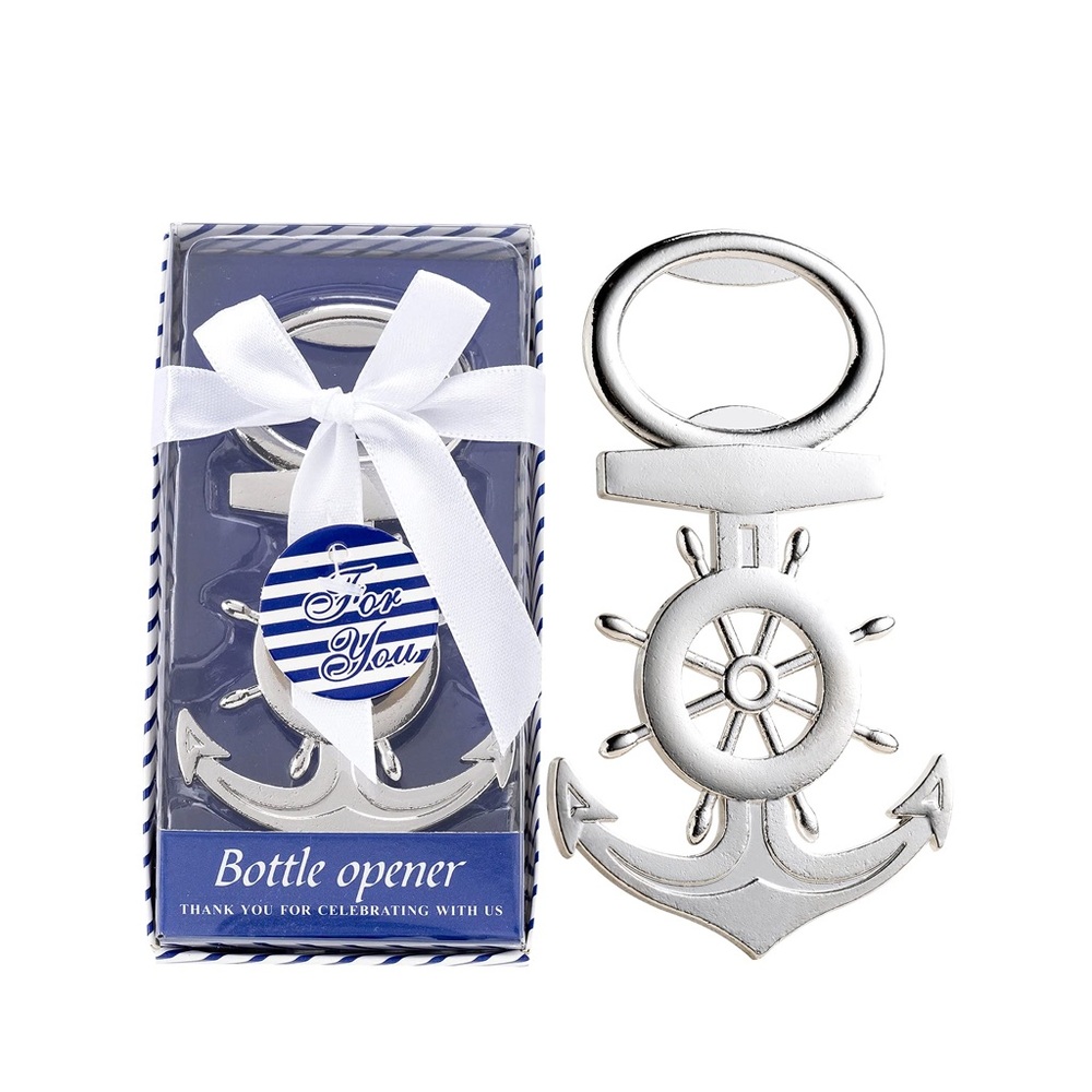 Wedding bridal baby shower gift giveaway Silver Anchor Bottle Opener 12pcs